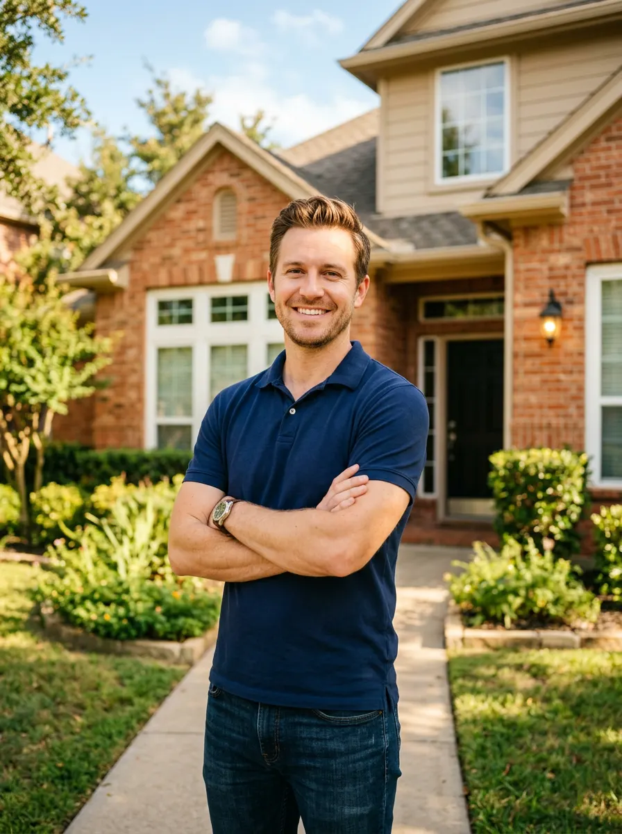 Portrait of Josh Serne outside a Dallas-area home
